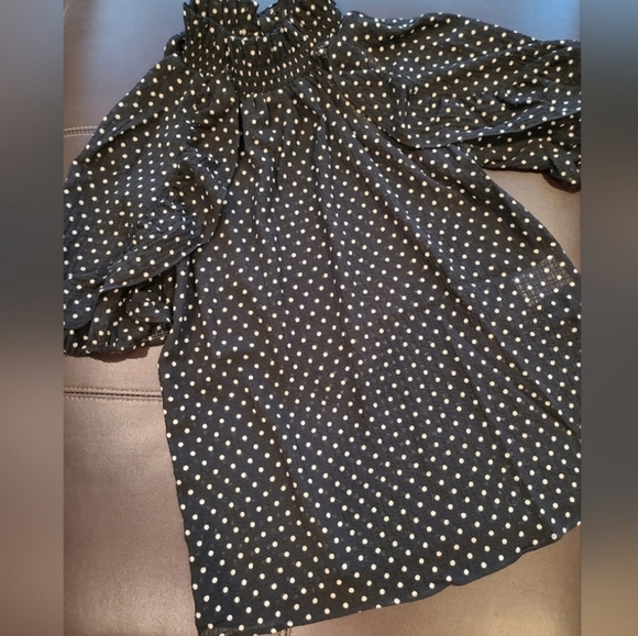 Sezane Black and White Puff Sleeve Blouse - Picture 3 of 7